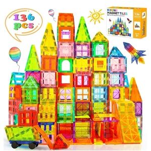136 PCS Magnetic Building Blocks with 2 Cars